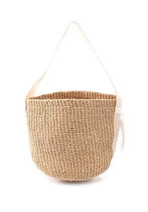 Chloé Pre-Owned 2010-2026 Small Mifuko Raffia Woody Basket bucket bag - Neutrals