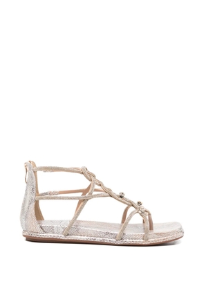ALMA EN PENA crystal-embellished snakeskin-effect sandals - Gold