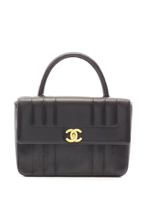 CHANEL Pre-Owned 1994-1996 CC Vertical Quilted Lambskin Top Handle Flap handbag - Black
