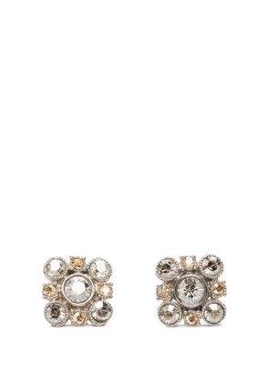 CHANEL Pre-Owned 2010 Brass Floral Strass Push Back Earrings costume earrings - Silver