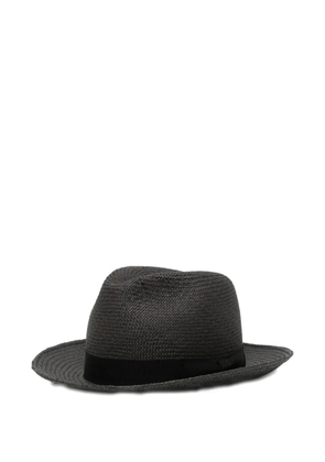 Yohji Yamamoto woven-design grosgrain-trim fedora hat - Black