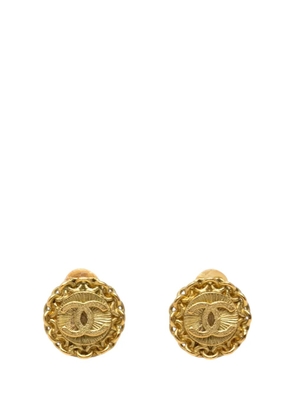 CHANEL Pre-Owned 1995 CC Gold Plated Round Clip On Earrings costume earrings