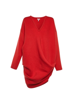 Loewe Pre-Owned draped V-neck mini dress - Red