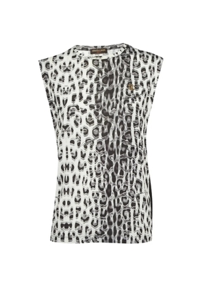 Roberto Cavalli Vintage printed mesh-panel tank top - White