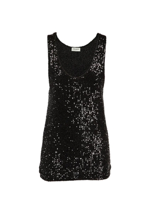Saint Laurent Pre-Owned sequinned tank top - Black