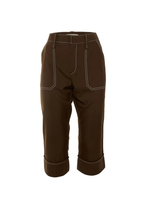 Chloé Pre-Owned contrast-stitch cropped trousers - Brown