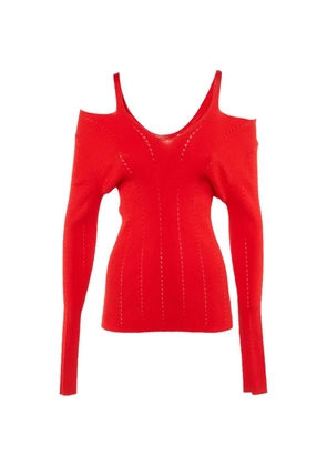 SANDRO cold-shoulder ribbed top - Red