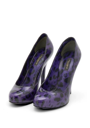 Dolce & Gabbana Pre-Owned leopard-print patent-leather platform pumps - Purple