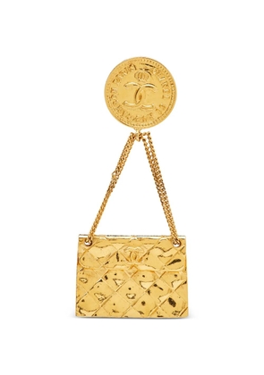 CHANEL Pre-Owned Hanging Flap Bag-motif pin brooch - Gold