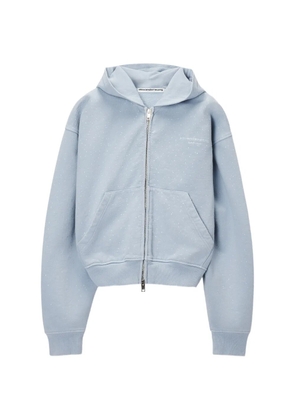 Alexander Wang crystal-embellished zip-up hoodie - Blue