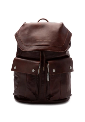Brunello Cucinelli leather leisure backpack - Brown