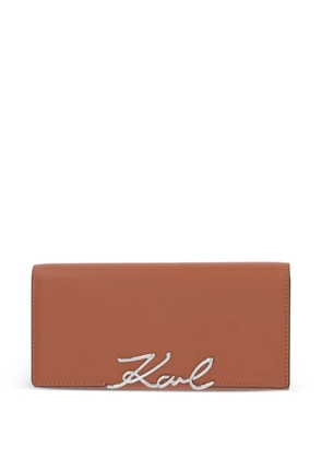 Karl Lagerfeld K/Signature continental logo-plaque wallet - Brown