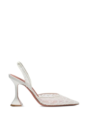 Amina Muaddi Holli floral-lace slingback pumps - White