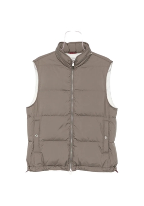 Brunello Cucinelli lightweight techno-fabric down vest with packable hood - Green