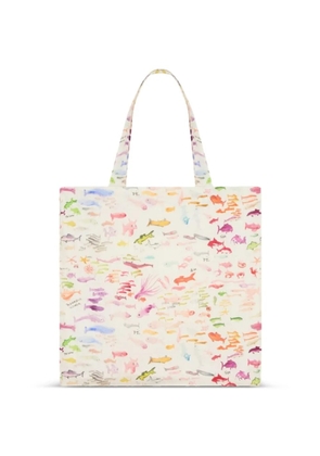 Vilebrequin x Fabrice Hyber fish-print linen beach bag - Neutrals