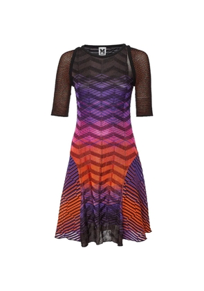 Missoni Pre-Owned mesh-sleeve midi dress - Purple