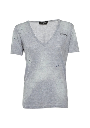 DSQUARED2 distressed V-neck T-shirt - Grey