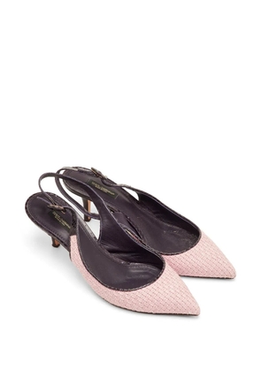 Dolce & Gabbana Pre-Owned woven raffia snakeskin-print slingback pumps - Pink