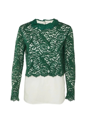 SANDRO Malia lace overlay top - Green