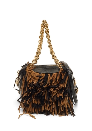 Burberry Pre-Owned fringe lizard-embossed shoulder bag - Black
