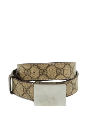 Gucci Pre-Owned GG Supreme engraved buckle belt - Neutrals