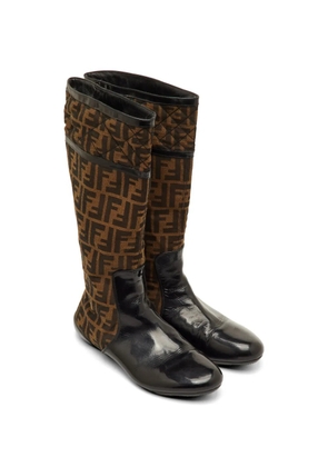 Fendi Pre-Owned Zucca patent-leather boots - Black