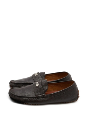 Gucci Pre-Owned logo-plaque leather loafers - Brown