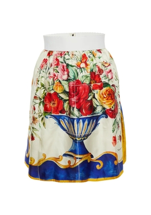Dolce & Gabbana Pre-Owned floral-print high-waisted mini skirt - White