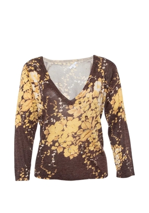 Max Mara floral-print V-neck sweater - Brown