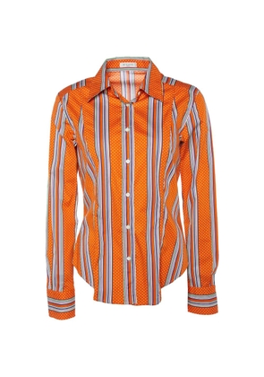 Etro Pre-Owned Etro orange printed cotton button front shirt