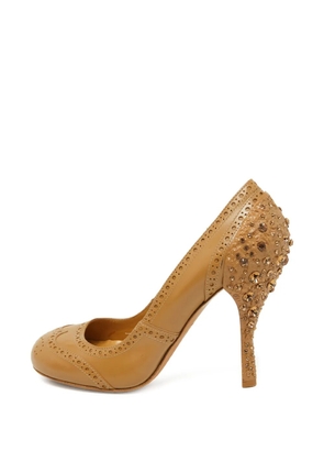 Miu Miu Pre-Owned Brogue crystal-embellished pumps - Neutrals