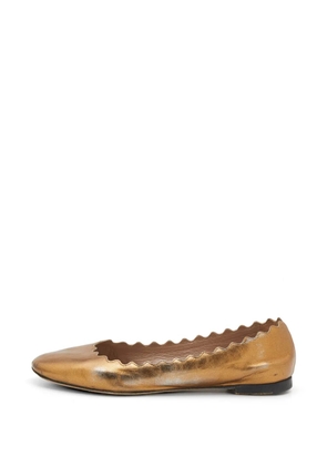 Chloé Pre-Owned Lauren scalloped leather ballet flats - Gold