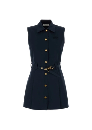Miu Miu belted sleeveless mini dress - Blue
