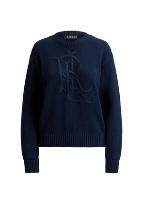Lauren Ralph Lauren embroidered-logo cotton sweater - Blue
