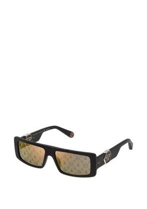 Philipp Plein Eyewear logo-plaque rectangle-frame sunglasses - Black