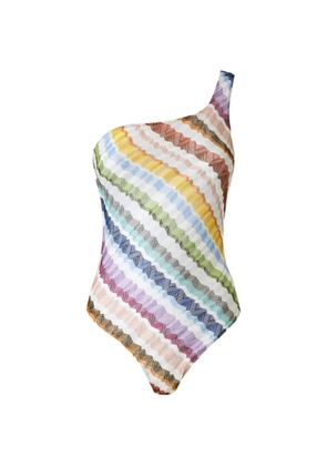 Missoni zigzag-knit one-shoulder swimsuit - White