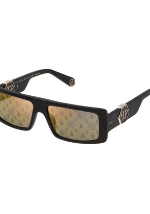Philipp Plein Eyewear logo-plaque rectangle-frame sunglasses - Black