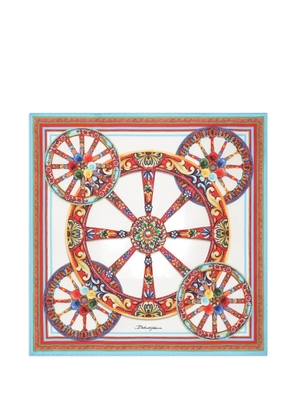 Dolce & Gabbana 50x50 Carretto-print silk twill scarf - White