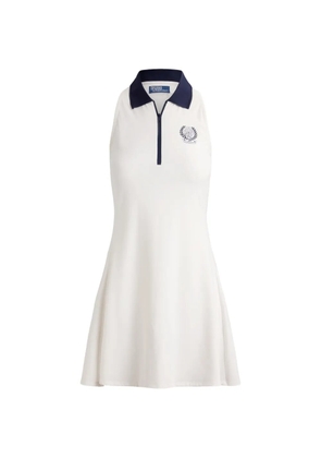 Polo Ralph Lauren logo crest quarter-zip dress - White