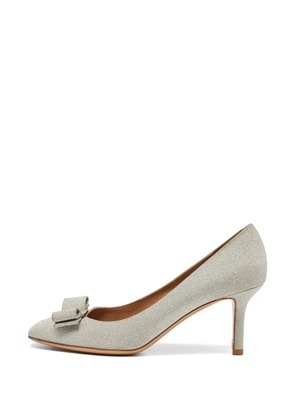 Ferragamo Pre-Owned Vara Bow glitter pumps - Silver