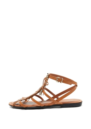 Tod's Vintage fringed logo sandals - Brown