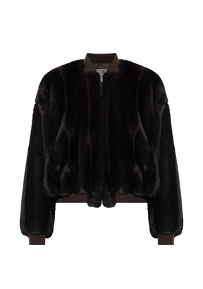 MM6 Maison Margiela ribbed-trim faux-fur bomber jacket - Brown