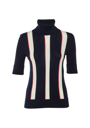 CHANEL Pre-Owned striped turtleneck sweater - Blue