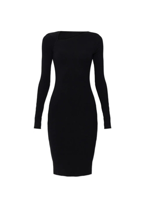 MM6 Maison Margiela asymmetric-neck long-sleeve midi dress - Black
