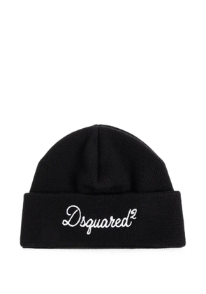 DSQUARED2 logo-embroidered beanie hat - Black