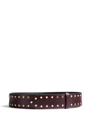 KHAITE Theo waist belt in bordeaux leather with gold studs - Red