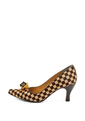 Louis Vuitton Pre-Owned Damier Sauvage dice-detail heeled pumps - Brown