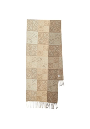 Loewe Pre-Owned anagram fringe scarf - Neutrals