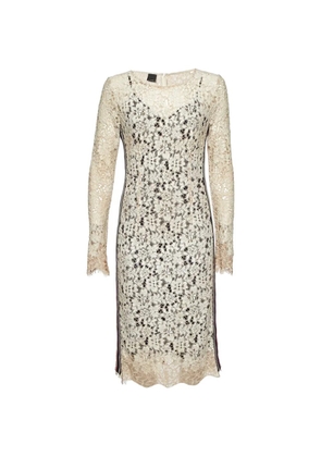 PINKO corded lace stripe-tape midi dress - Neutrals