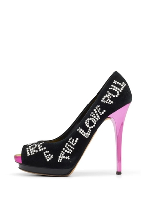 Giuseppe Zanotti Vintage crystal-embellished peep-toe platform pumps - Black